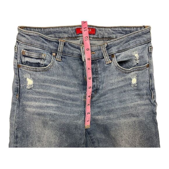 GUESS Mid Rise Skinny Button Fly Denim Women’s SZ 28 Jeans Stretch Distressed - Picture 3 of 8
